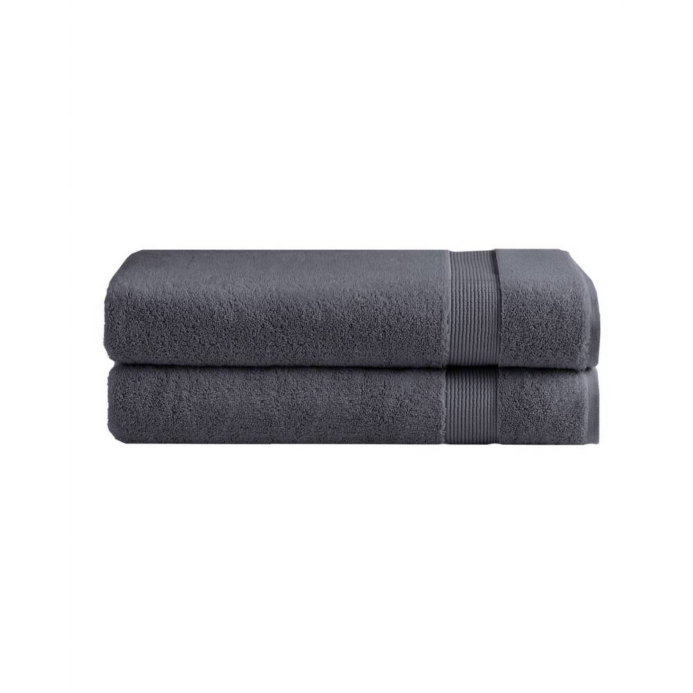 NEW UNDER THE CANOPY classic organic 2-piece bath sheet set in charcoal